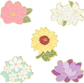 Sunflower Lily Enamel Brooch Flower Enamel Brooches Flower Plant Brooch Lapel Pin Peony Lotus Lily Sunflower Brooch Pin for Backpacks Badges Hats Bags