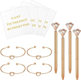 Hicarer 12-Piece Knot Bangle Bracelet Gift Set with Easy Hook Clasp for Bridesmaids Featuring Heart-shaped Design
