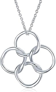 .925 Sterling Silver Geometric Interlocking Circles Pendant Necklace with Rolo Chain and Spring-ring Clasp, Ideal for Women and Teens