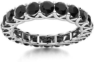 Platinum Plated 925 Sterling Silver Full Eternity Engagement Ring with Round Multi Gemstones, Size 5