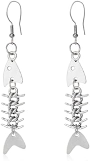 Fish Bone Grunge Earrings Weird Punk Dangle Earrings Skeleton Goth earrings for Women Girls
