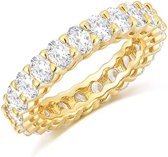 SHINYSO Wedding Band for Women Oval Cubic Zirconia Love Ring Engagement Stackable Promise Rings for Her Gold/Silver Size 4-10