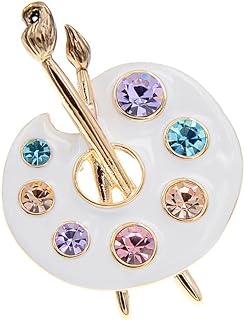 Rhinestone Paint Palette Brooch Pin for Women Men Fashion Rainbow Crystal Enamel Lapel Pins Clip for Scarf Shawl Cute Dress Accessories Jewelry Boutonniere Corsage for Hat Bag Suit Tie Birthday Xmas Creative Trendy Badges Painting Lovers Daughter Girlfriend Art Deco