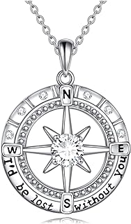 Lobster Clasp Moissanite Diamond Necklace - Journey Pendant with Cable Chain for Women, Teardrop/Compass Design in Sterling Silver - Ideal for Mom/Wife/Daughter