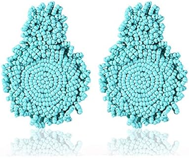 Statement Drop Earrings - Bohemian Beaded Round Dangle Earrings Gift for Women