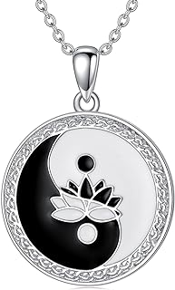 PROESS Flower Necklace for Mother's Day Tulip/Rose/Lotus/Lily/Scottish Thistle/Sunflower Necklace 925 Sterling Silver Lotus Yin Yang Necklace Tulip Pendant Flowers Jewelry Gifts for Women Girls Mother