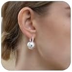 Ascona Gold/Silver Hoop Earrings, Gold Ball Drop Dangle Earrings for Women Girls, Hypoallergenic Lightweight Gold Plated Earrings