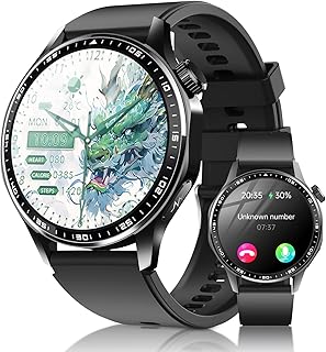 FIDECO 高精細1.55インチディスプレイスマートウォッチ、LINE通知＆IP68防水、多運動モード対応、男女兼用の多機能スポーツウォッチ