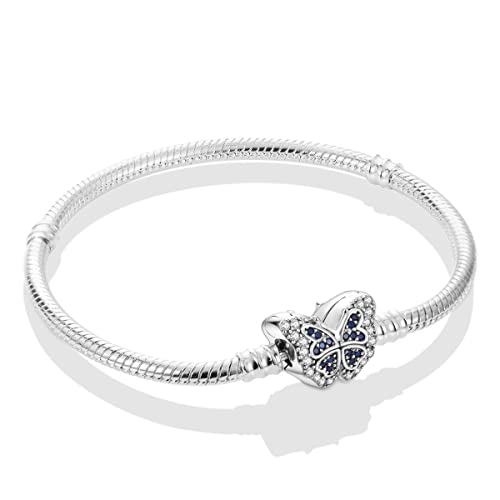 925 Sterling Silver Snake Chain Charm Bracelet Butterfly Best Friend Heart with 5A Cubic Zirconia for Women Girls Gift for Her