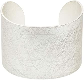 Chic Silver-Plated Brass Hammered Cuff Bracelet with Box Chain - Adjustable and Stylish