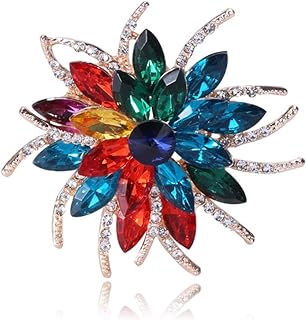 Multi-color Flower Brooch Bling Crystal Rhinestone Wedding Flower Pin Corsage Clothing Dress Accessories Jewelry Party Gifts for Women