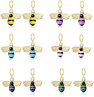 Gold Plated Bumblebee Hoop Earrings with Clutchless Back Finding - Hypoallergenic S925 - Designed for Women and Girls