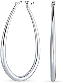 2 Inch Gold Plated .925 Sterling Silver Hoop Earrings with Post Snap Down Back - Twisted Side Charm Round Tube Love Knot Design for Women and Teens