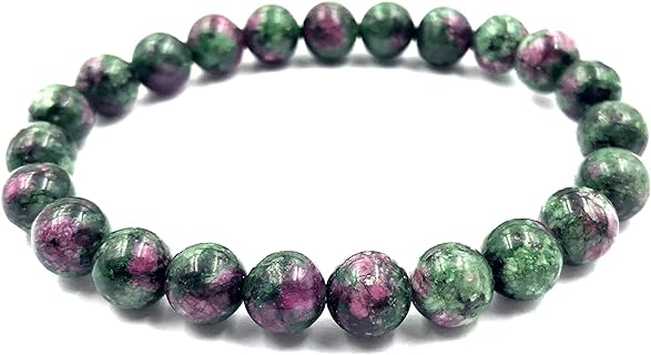 AAA Natural Ruby Zoisite Gemstone Bracelet - 8mm Beaded Design for Men & Women, Ideal Gift for Various Occasions, Stretchable & Handmade with Indian Origin