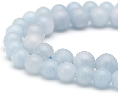 8mm Natural Aquamarine Gemstone Beads by Youngbling - Polished Round Stone Beads for Jewelry Making - Perfect for Necklaces, Bracelets - Genuine Stone with Unique Variance - Ideal DIY Gift for Craft Lovers