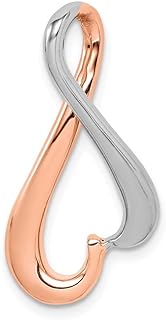 14k White Gold Solid Polished and Rose Omega Slide Fits Up To 6mm Jewelry for Women