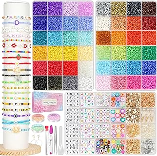3 Boxes Bracelet Making Kit, Glass Seed Beads 18000pcs 3mm Friendship Bracelet Kit with Charms and Alphabet Letter Beads for Bracelets 8/0 Small Beads Set for Jewelry Making DIY Crafts Gifts