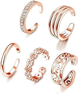 Copper Adjustable Gold Toe Ring Set - FUNRUN JEWELRY for Women and Girls - Chic, Versatile Open Band Design - Ideal for Casual or Party Wear