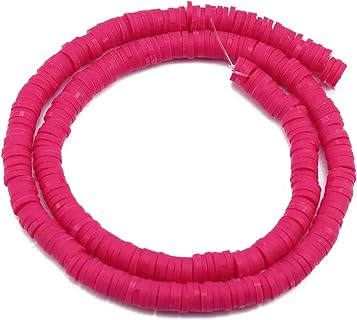 About 380-400pcs 8mm Clay Beads Flat Round Polymer Clay Spacer Beads Ruby Red Handmade Rondelle Disc Slice Heishi Loose Bead Strand for DIY Jewelry Bracelet Necklace Earring Craft Making