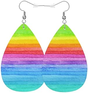 Chic Handmade Exotic Flower Faux Leather Drop Earrings with French Wire for Women and Girls