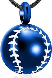 Baseball Cremation Urn Necklace for Ashes Pendant Sport Baseball Keepsake Cremation Jewelry for Human Dog Cat