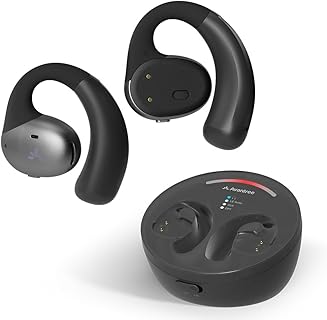 Avantree Medley Pebble - Kabellose Open-Ear Bluetooth-Kopfhörer für TV mit klaren Stimmen und Ladestation, ideal für Senioren zur besseren Umgebungserkennung