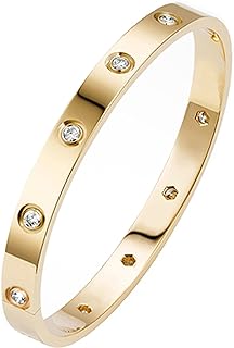 18K Gold Plated Love Friendship Bracelet with Cubic Zirconia Stones Bangle Cuff Best Gifts with Crystal for Mother's Day Valentine's Day Wedding Couples and Birthdays