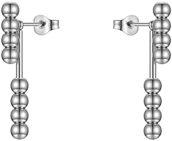 Geometric Ball shape Earring Jackets 18K Gold Silver Plated Stainless Steel Drop Earrings for Women Girls