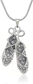 Lobster-claw Clasp Ballet Dancer Pendant Necklace with Snake Chain, Decorated with Glass Crystals, Ideal Gift for Ballet Enthusiasts & Dancers
