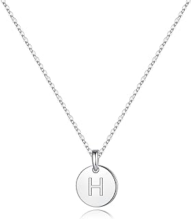 S925 Sterling Silver Disc Initial Necklaces for Women Girls, Hypoallergenic Round Disc Initial Pendant Letter Initial Pendant S925 Sterling Silver Initial Necklace for Women Teen Girls Jewelry Gifts