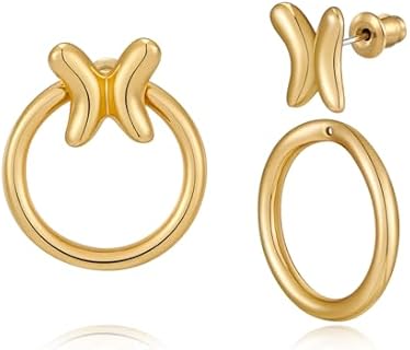 Women's Gold-Plated Brass Butterfly Hoop Earrings with Push-Back Design - Vintage Bohemian Charm Jewelry Gift