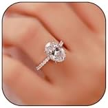 Elegant Silver-Plated Metal Travel Engagement Rings - Oval Solitaire Moissanite with Halo Cubic Zirconia Design - Size 8 Women's Promise Ring Perfect for Bridal Jewelry