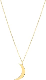 Glimmerst Crescent Moon Necklace, 18K Gold Plated Stainless Steel Crescent Moon Pendant Necklace Delicate Dainty Crescent Necklace for Women Girls