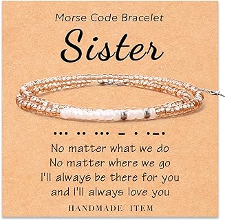 Morse Code Bracelets for Women, Inspirational Funny Bead Wrap Bracelets Gifts for Best Friends Sister Her Women Female