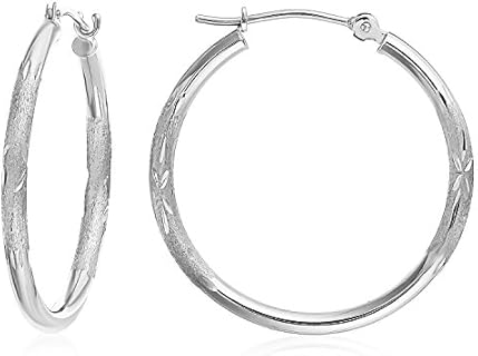 TILO JEWELRY 14k Gold Diamond-Cut Round Hoop Earrings (1'' Diameter) …