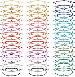 Cunno 50 Pcs Star Shaped Friendship Bracelet Adjustable Star Bracelet Wish Bracelets for BFF Women Men Girls Kids Christmas Gifts