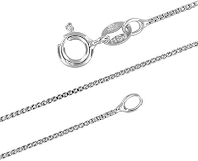 Hawaiian Silver Jewelry 1mm Sterling Silver Box Chain – Elegant and Simple Silver Box Chain Necklace 7-36-inch – Exquisite Silver Box Chain Necklace for Women – Thin Design – No Nickel Sterling Silver