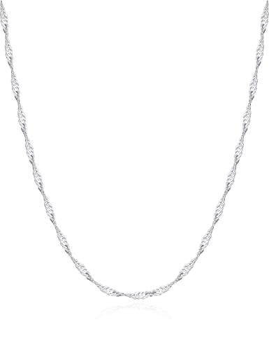 925 Sterling Silver Singapore Chain Lobster Clasp 2mm Necklace for Women Silver Chain for Women Silver Necklace Chain for Grils 16/18/20/22/24/26/30 Inch Gifts for Her