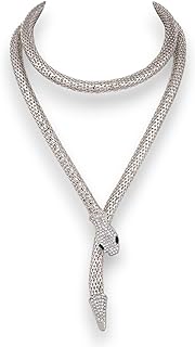 Poppy Choker Necklace with Snake Chain and Lobster Claw Clasp, Cubic Zirconia Gem, for Women in Elegant Snake Design