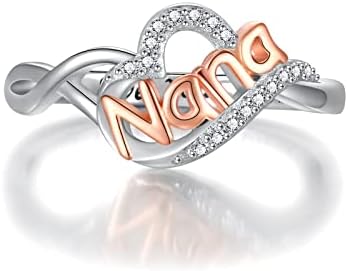 925 Sterling Silver 'Mom Nana' Ring with Cubic Zirconia - Grandmother's Love-Inspired Jewelry for Mother's Day & Birthdays, Size 6