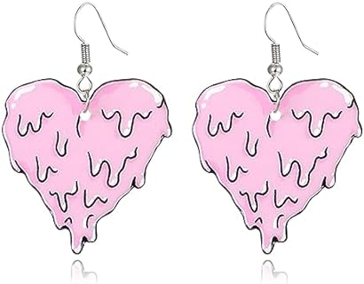 Lightweight Acrylic Flame Skeleton Heart Bat Dangle Earrings Unique Punk Fire Element Skeleton Flower Drop Earrings for Women Girls Cosplay Halloween Exaggerated Jewelry Gifts