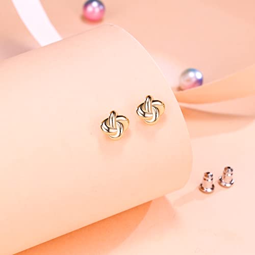 14K Gold Plated Love Knot Earrings for Women and Girls Gold Stud Earrings Hypoallergenic Earrings for Men