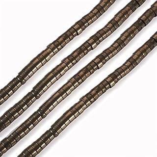 Craftdady 98Pcs Heishi Coin Natural Pyrite Beads 6mm Tiny Flat Round Disc Spacer Beads Healing Chakra Loose Beads for Jewelry Bracelet Necklace Earring