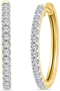 0.50 Carat (ctw) Round Diamond Ladies Huggies Hoop Earrings for Women - 18K Gold Over 925 Sterling Silver with Natural Diamond Hoop Earring jewelry Gift for Women (0.51 Ct, I-J Color, I2 Clarity)