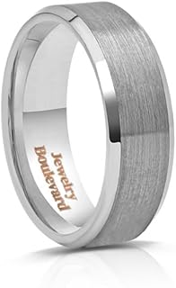8MM Tungsten Carbide Mens Engagement Wedding Bands Bevelled Edges Comfort Fit