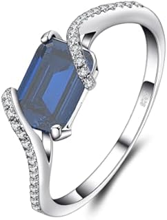 10K 14K 18K Gold Natural Diamond Sapphire Engagement Ring for Women Emerald Cut Blue Sapphire Diamond Rings Sapphire Diamond Halo Ring Christmas Gift for Wife Family