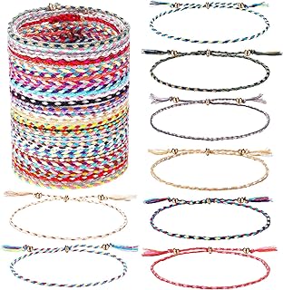 Adramata Ensemble de 35 Bracelets de l'Amitié Réglables en Coton pour Femme et Homme, Idéal pour l'Été et les Fêtes, Faciles à Porter avec Divers Styles