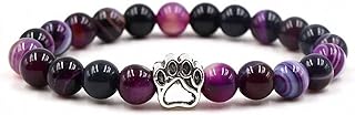 Lobster Claw Clasp Chakra Charm Bracelet with Bead Chain, Anti-Anxiety Gem for Unisex, Cat/Dog Paw Print Design