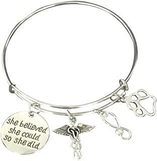 Stainless Steel 'She Believed She Could So She Did' Charm Bracelet with Box Chain and Lobster Claw Clasp for Empowered Women - Inspirational Design