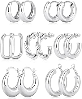 Adoyi Gold Hoop Earrings Set for Women 14K Gold Plated Chunky Hoops Twisted Huggie Hoop Earrings for Girls Gift Lightweight